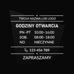 Naklejka Godziny otwarcia z numerem telefonu