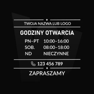 Naklejka Godziny otwarcia z numerem telefonu