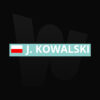 Naklejka rajdowa, drift, KJS, nazwisko z flagą - 1 sztuka