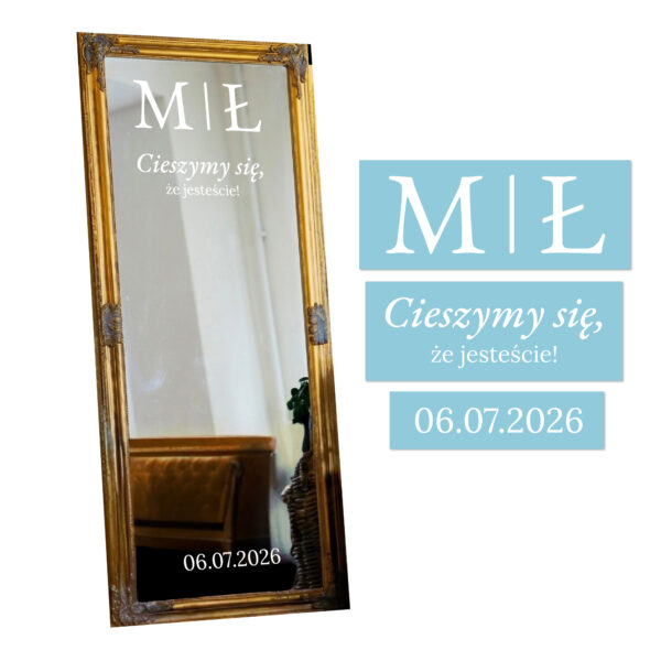 NAKLEJKA Ślubna na lustro ZESTAW wesele, ślub GOTOWE WZORY - obrazek 10