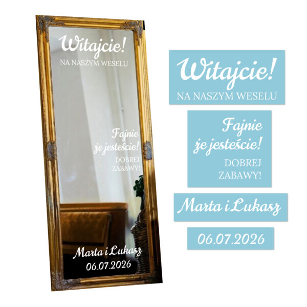 NAKLEJKA Ślubna na lustro ZESTAW wesele, ślub GOTOWE WZORY - obrazek 6