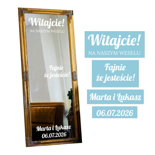 NAKLEJKA Ślubna na lustro ZESTAW wesele, ślub GOTOWE WZORY - obrazek 4