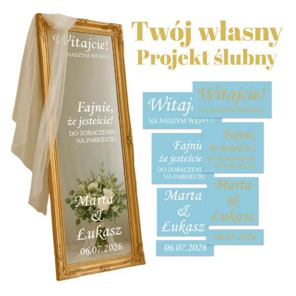 Naklejka ślubna na lustro personalizowana - obrazek 2