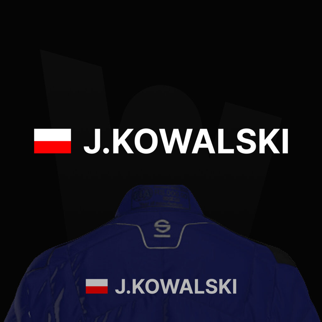Naprasowanka rajdowa - nazwisko z flagą