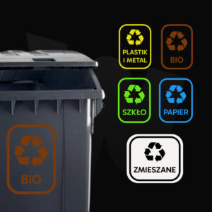 Naklejki na kosz do segregacji odpadów, śmieci - DUŻY ZESTAW