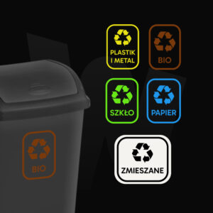 Naklejki na kosz do segregacji odpadów, śmieci - MAŁY ZESTAW