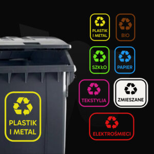 Naklejki na kosz do segregacji odpadów, śmieci - DUŻE
