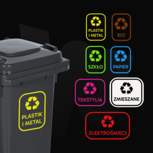 Naklejki na kosz do segregacji odpadów, śmieci - ŚREDNIE