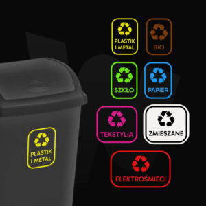 Naklejki na kosz do segregacji odpadów, śmieci - MAŁE